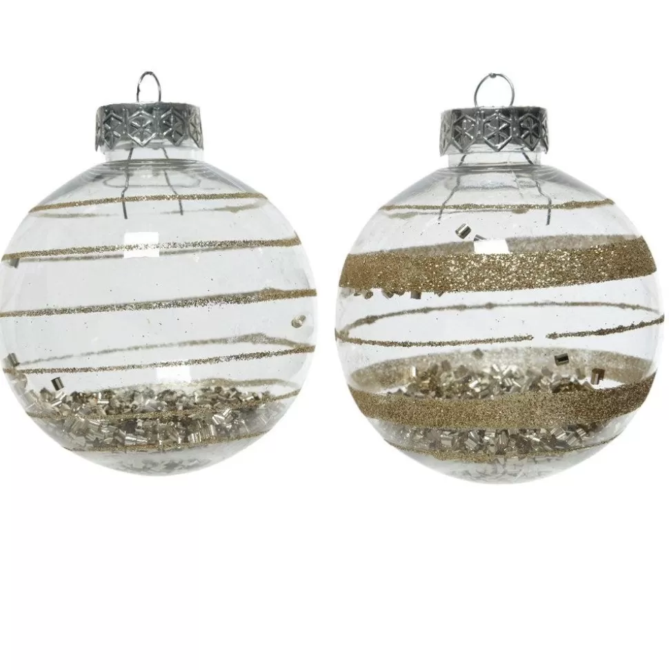 RETIF Transparente Weihnachtskugel Mit Paillettendekor O 8Cm - 2 Mogliche Farben